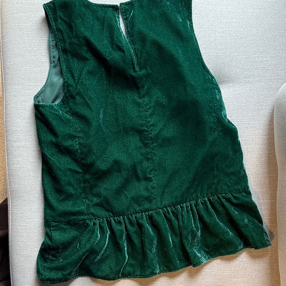 J. Crew Green Velvet Peplum Top - Picture 4 of 4